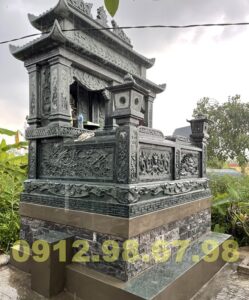 Lắp đặt mộ đôi đá xanh rêu tại Hoài Đức Hà Nội