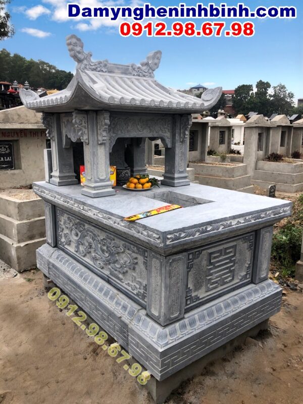 Mẫu mộ đá 1 một mái chùa đẹp lắp tại huyện Tiên Du Bắc Ninh