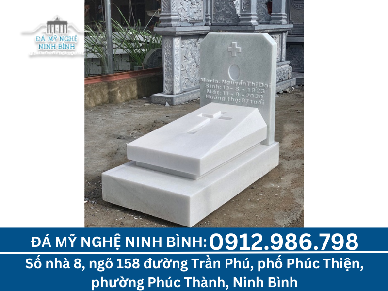 mẫu mộ đá trắng nguyên khối