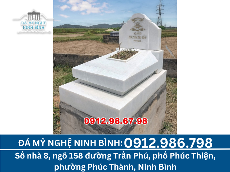 mộ đá trắng nguyên khối đơn giản