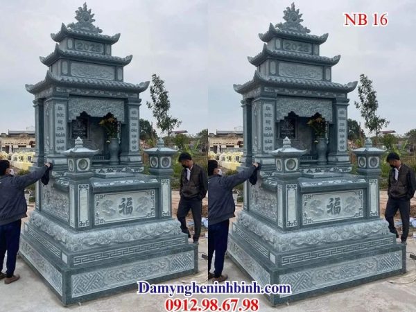 Mộ ba mái đá xanh đen cao cấp – NB 16