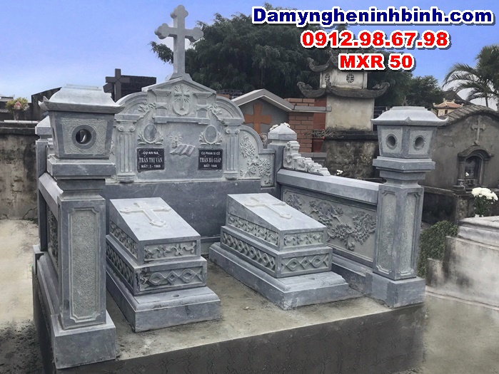 mộ đá xanh rêu công giáo thanh hóa mxr 50